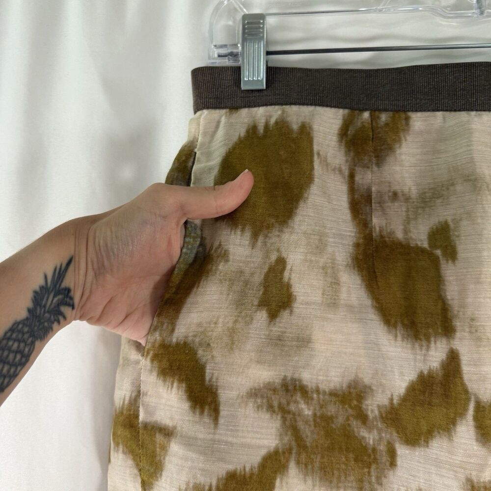 LOFT Ramie Blend Mini Skirt Women's 6 Brown Pockets High Rise - Picture 3 of 9